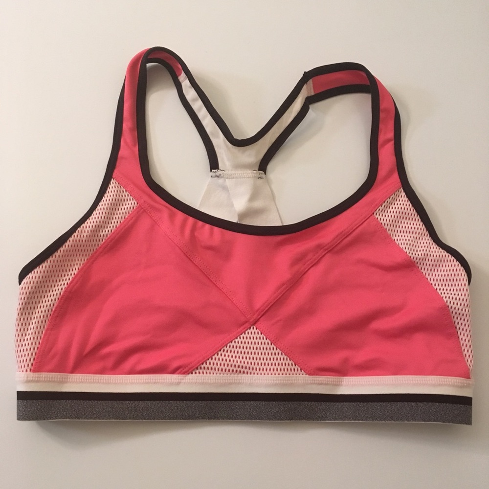 Champion Racerback Sports Bra XL Pink & White Mesh